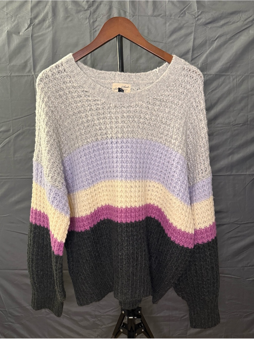 NWT Universal Thread Pastel Stripe Clorblock Crewneck Sweater